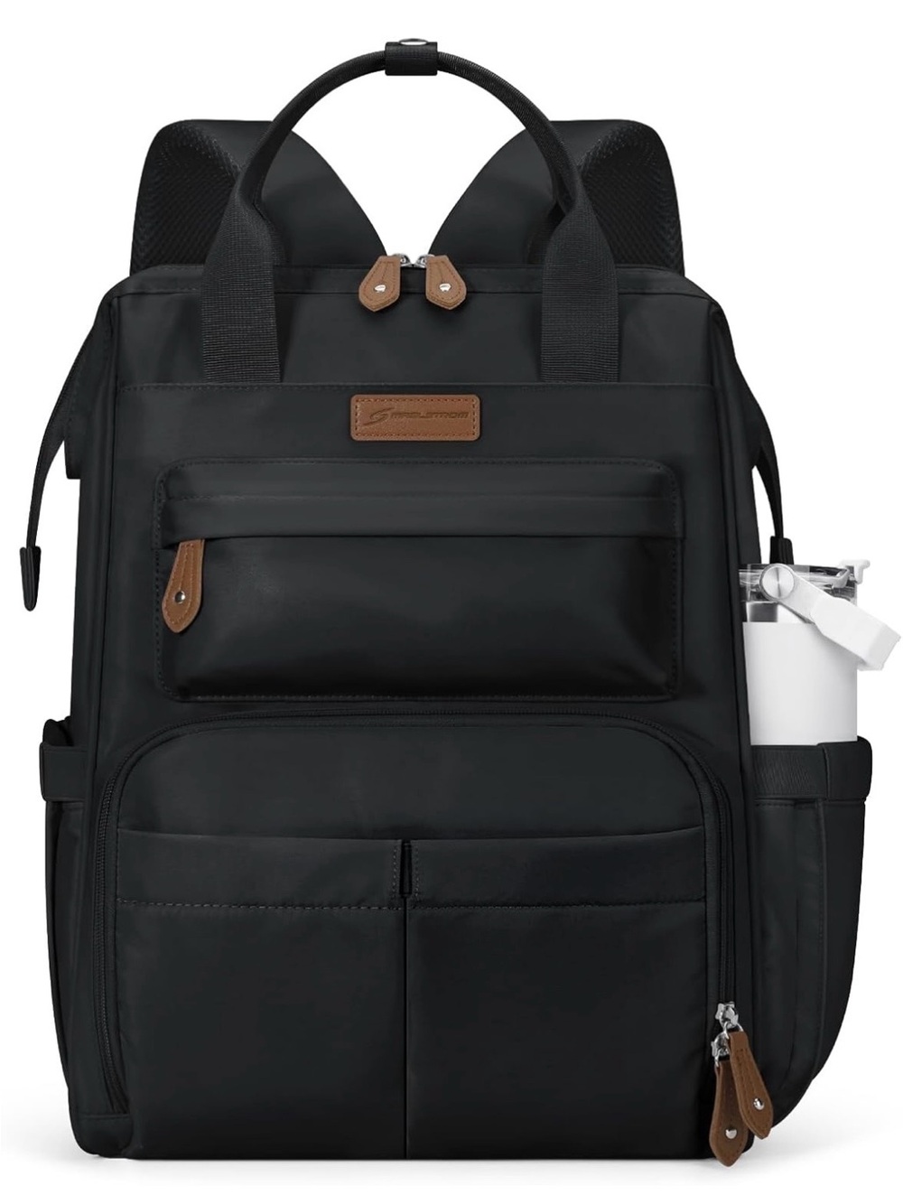Black Men’s Maelstrom Laptop Backpack with Brown Accents